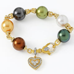 South Sea Pearl Diamond Heart Bracelet