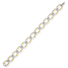 ENCHANTED GARDEN 18K TWO-TONE GOLD DIAMOND SQUARE LINK BRACELET