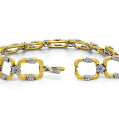ENCHANTED GARDEN 18K TWO-TONE GOLD DIAMOND SQUARE LINK BRACELET