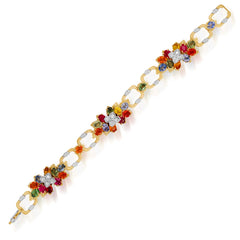 ENCHANTED GARDEN MULTI COLOR SAPPHIRE DIAMOND LINK BRACELET