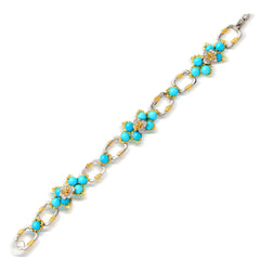 ENCHANTED GARDEN TURQUOISE DIAMOND SQUARE LINK BRACELET