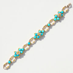 Enchanted Garden Turquoise Diamond Link Bracelet