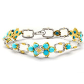 ENCHANTED GARDEN TURQUOISE DIAMOND SQUARE LINK BRACELET