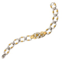 ENCHANTED GARDEN YELLOW DIAMOND FLORAL SQUARE LINK BRACELET