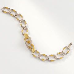 Enchanted Garden Yellow Diamond Floral Link Bracelet