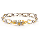 Enchanted Garden Yellow Diamond Floral Link Bracelet