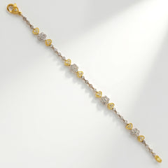 Happiness Two Tone Diamond Hearts and Flowers Bracelet