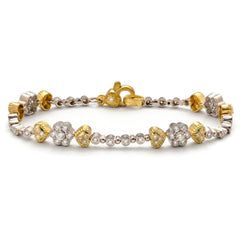 Happiness Two Tone Diamond Hearts and Flowers Bracelet