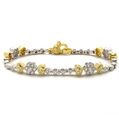 HAPPINESS 18K TWO-TONE GOLD DIAMOND HEARTS & FLOWERS BRACELET