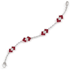 Stambolian 18K White Gold Princess-Cut Ruby Diamond Bracelet Flat View