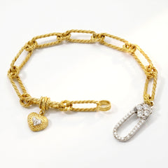 Happiness Two Tone Gold Diamond Link Bracelet