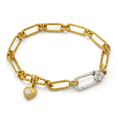 Happiness Two Tone Gold Diamond Link Bracelet