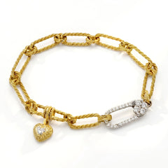 Happiness Two Tone Gold Diamond Link Bracelet