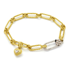HAPPINESS 18K TWO-TONE GOLD AND DIAMOND CLASP LINK BRACELET