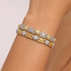 Happiness 18K Two Tone Gold Bezel Diamond Bracelet