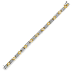 Stambolian 18K Two-Tone Gold Bezel Diamond Tennis Bracelet Close-Up