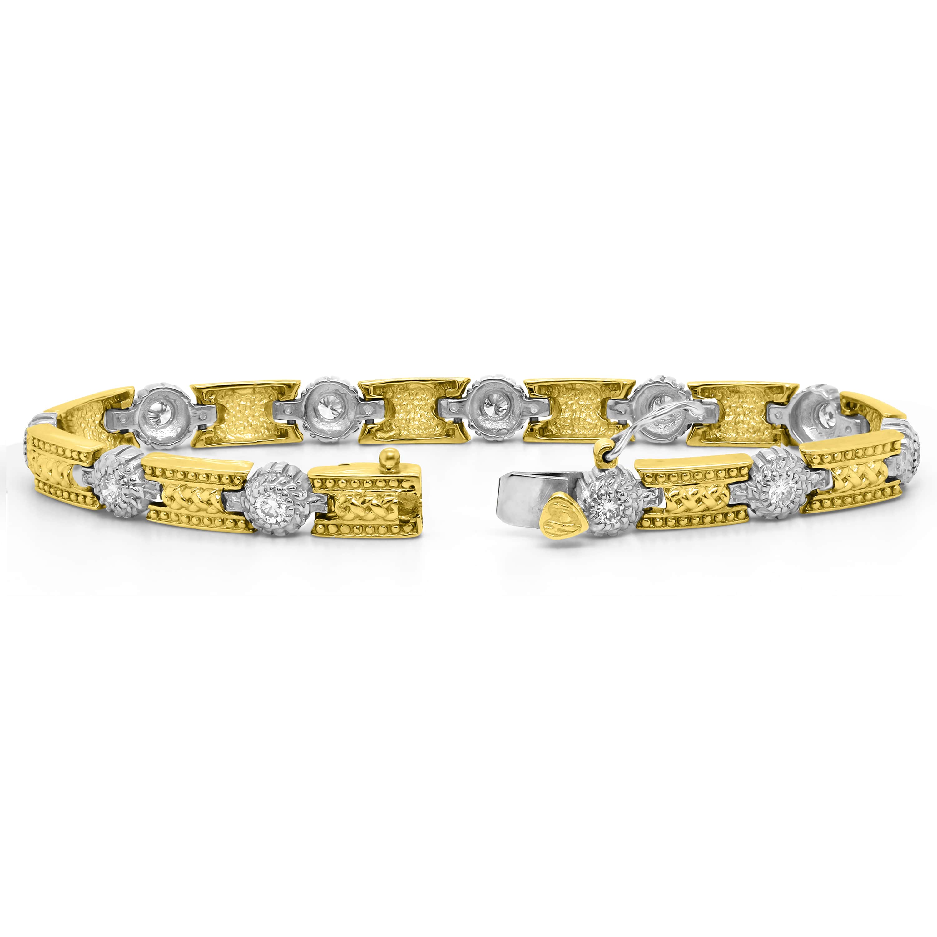 Stambolian 18K Yellow and White Gold Bezel Diamond Bracelet Top View