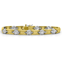 Stambolian 18K Yellow and White Gold Bezel Diamond Bracelet Top View