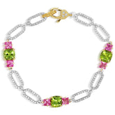 HAPPINESS PERIDOT PINK SAPPHIRE DIAMOND LINK BRACELET