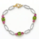 Happiness Peridot and Pink Sapphire Link Bracelet