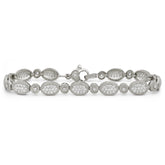 Stambolian 18K White Gold Diamond Oval Link Bracelet Flat View