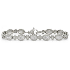 Stambolian 18K White Gold Diamond Oval Link Bracelet Flat View