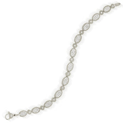 Stambolian 18K White Gold Diamond Oval Link Bracelet Flat View