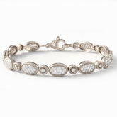 18K White Gold Diamond Oval Link Bracelet