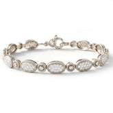 18K White Gold Diamond Oval Link Bracelet