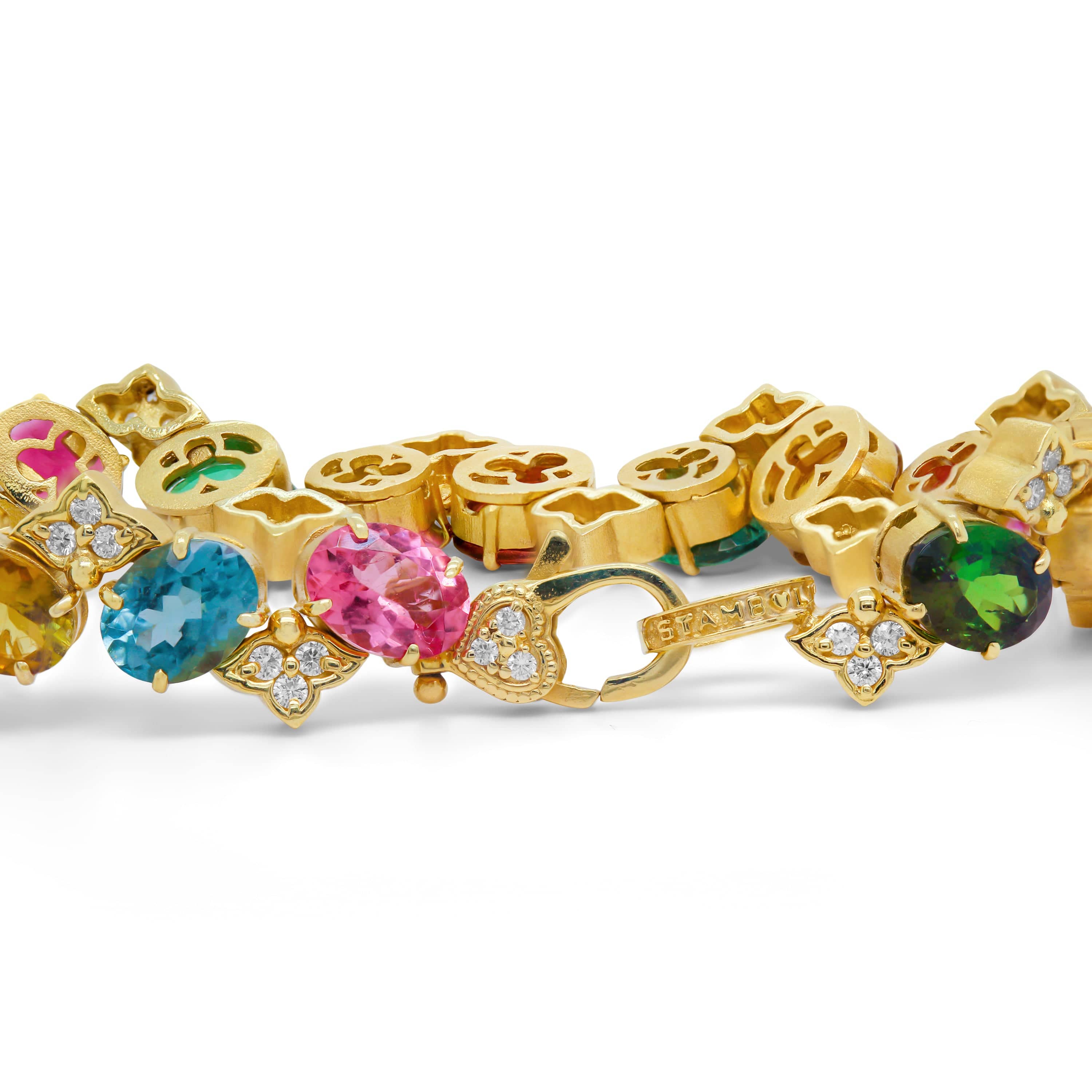 ONE OF A KIND 18K GOLD DIAMONDS MULTI-COLOR TOURMALINE BRACELET - Stambolian | House of Jewels