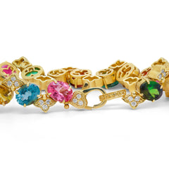 ONE OF A KIND 18K GOLD DIAMONDS MULTI-COLOR TOURMALINE BRACELET - Stambolian | House of Jewels