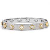 18K WHITE YELLOW GOLD FLORAL DIAMOND BANGLE - Stambolian | House of Jewels
