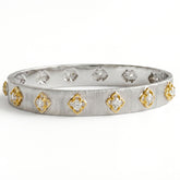 18K White and Yellow Gold Floral Diamond Bangle