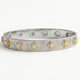18K White and Yellow Gold Floral Diamond Bangle