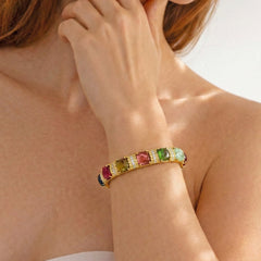 HAPPINESS MULTI-COLOR TOURMALINE BANGLE BRACELET