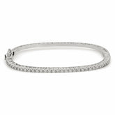 LOVE PEACE HAPPINESS 18K WHITE GOLD AND DIAMOND BANGLE BRACELET