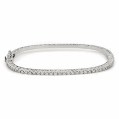 LOVE PEACE HAPPINESS 18K WHITE GOLD AND DIAMOND BANGLE BRACELET