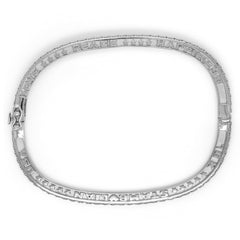 LOVE PEACE HAPPINESS 18K WHITE GOLD AND DIAMOND BANGLE BRACELET