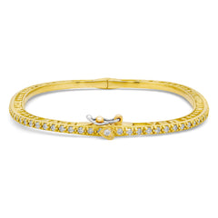 LOVE PEACE HAPPINESS 18K GOLD AND DIAMOND BANGLE BRACELET