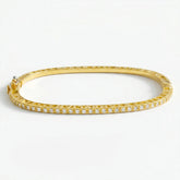 Love Peace Happiness Yellow Gold Diamond Bangle