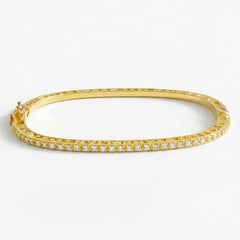 Love Peace Happiness Yellow Gold Diamond Bangle