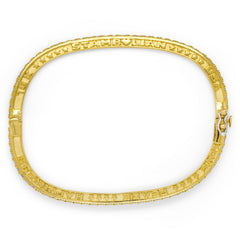 LOVE PEACE HAPPINESS 18K GOLD AND DIAMOND BANGLE BRACELET