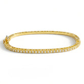 Love Peace Happiness Yellow Gold Diamond Bangle