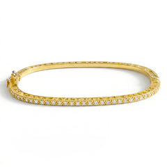 Love Peace Happiness Yellow Gold Diamond Bangle