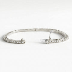 Love Peace Happiness White Gold Diamond Bangle
