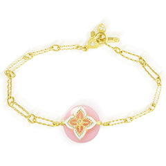 CANDY 18K GOLD LINK BRACELET WITH PINK PERUVIAN OPAL