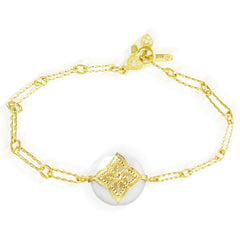 CANDY 18K GOLD LINK BRACELET WITH COIN PEARL