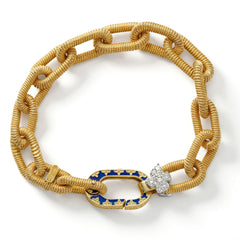 Colors of Life 18K Gold Cobalt Blue Enamel Diamond Link Bracelet
