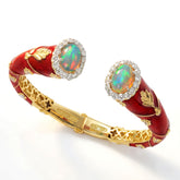Colors of Life Red Enamel Opal Diamond Bracelet