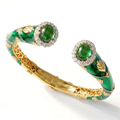 Colors of Life Tsavorite Green Enamel Diamond Bracelet
